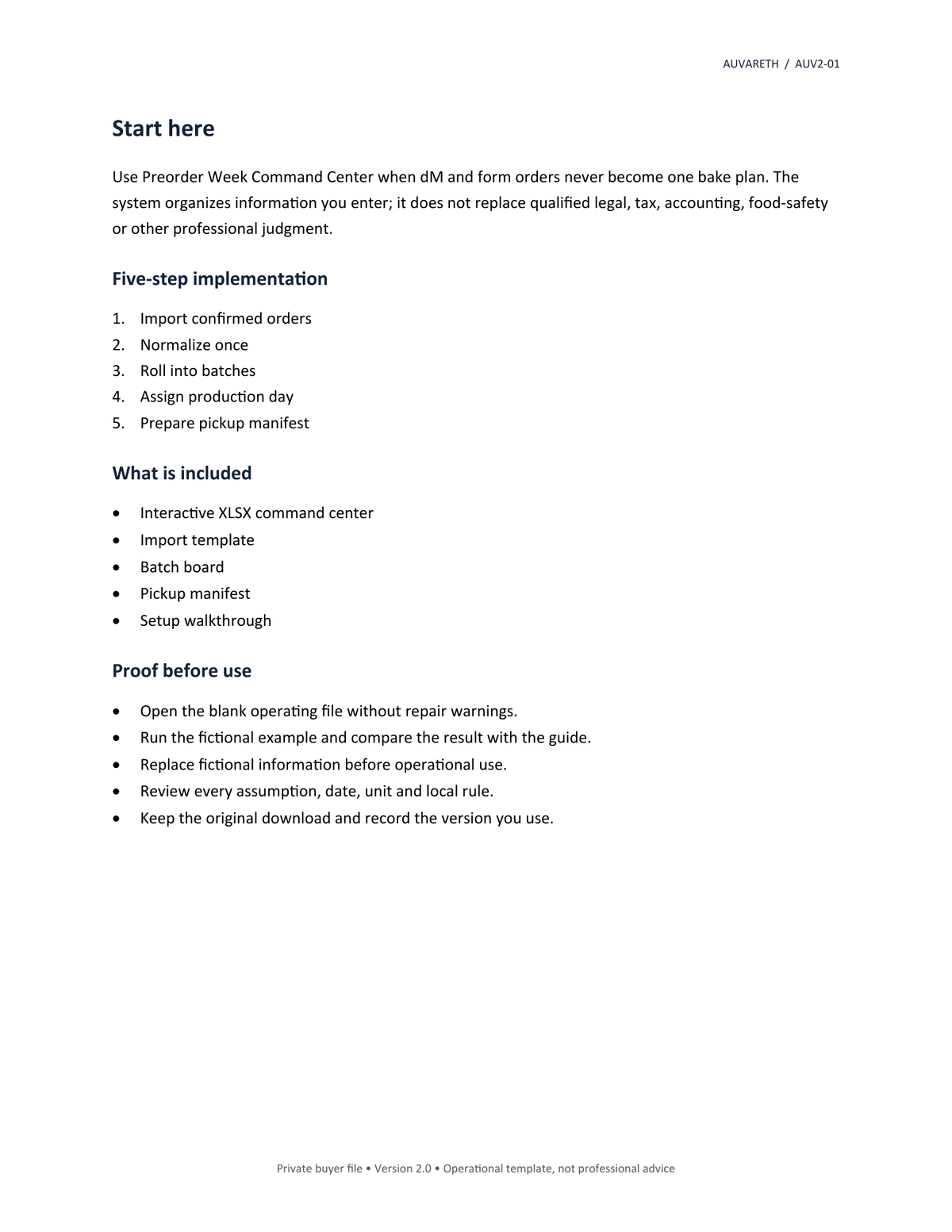 Preorder Week Command Center — included resources and setup sequence