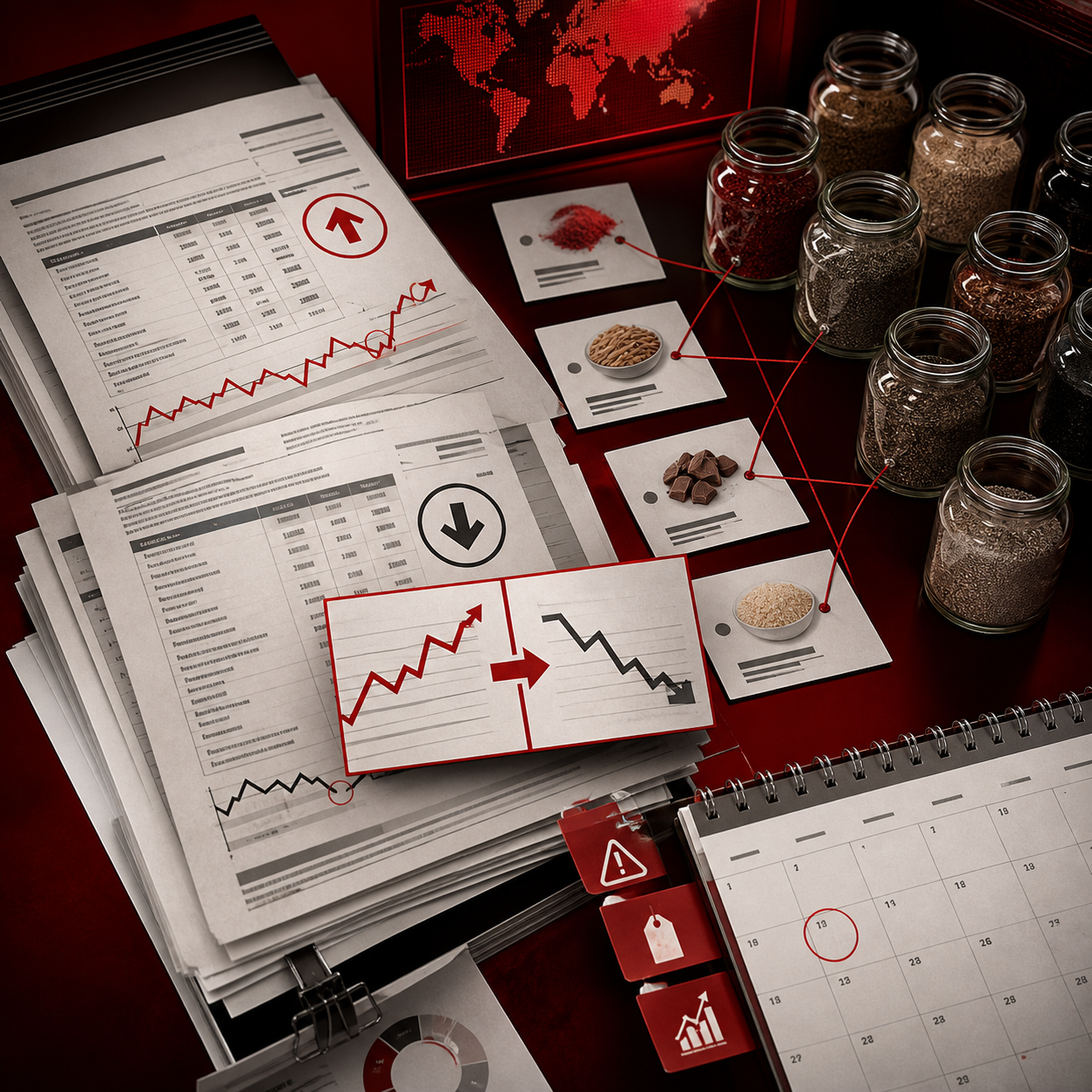 Supplier Inflation Reset Sprint — Signal-red price-change newsroom with invoice annotations