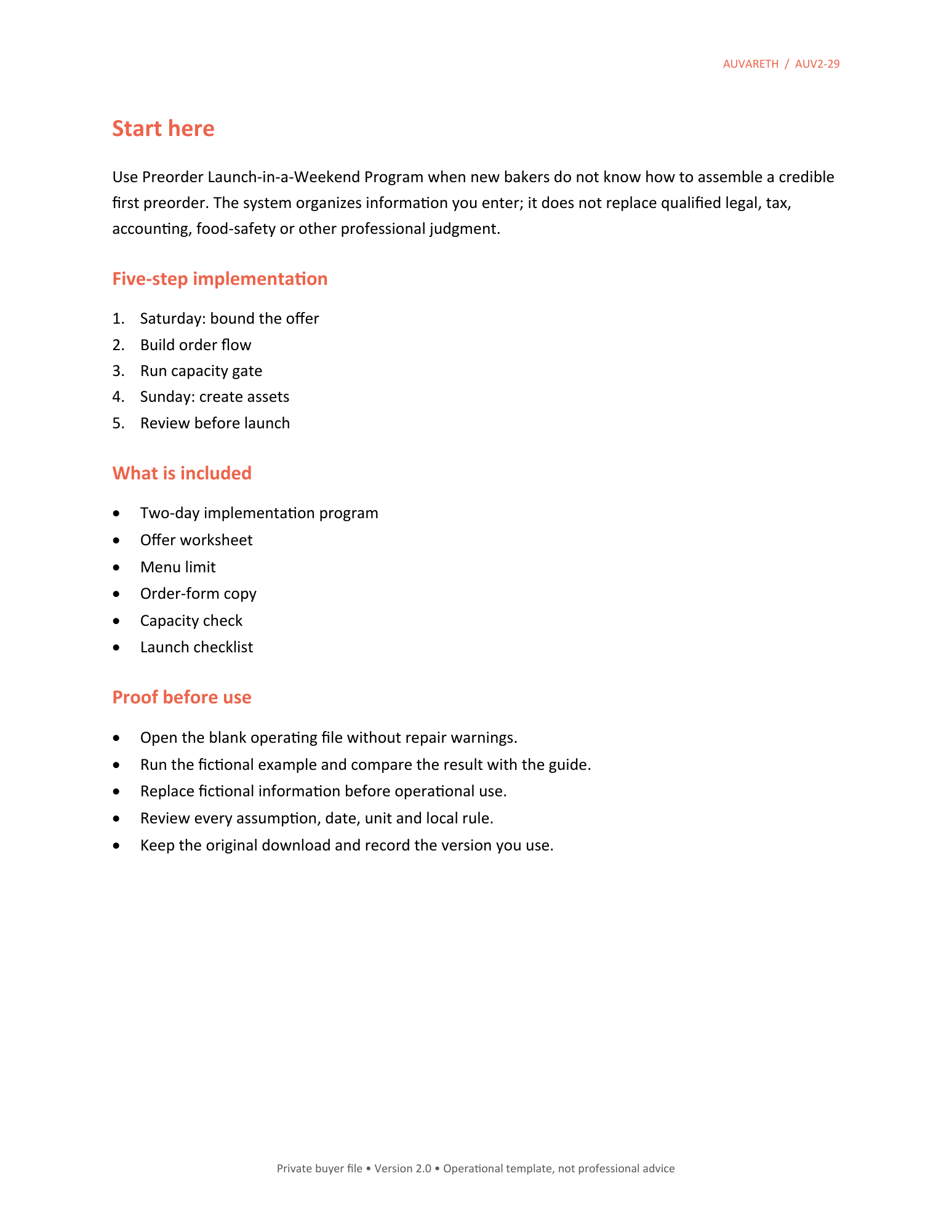 Preorder Launch-in-a-Weekend Program — included resources and setup sequence